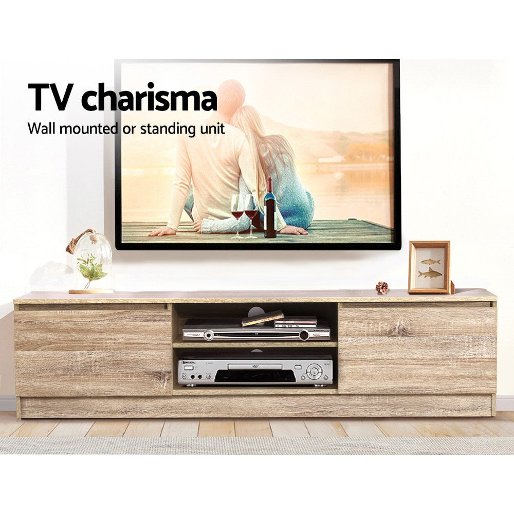 160CM TV Stand Entertainment Unit Lowline Storage Cabinet Wooden - image3