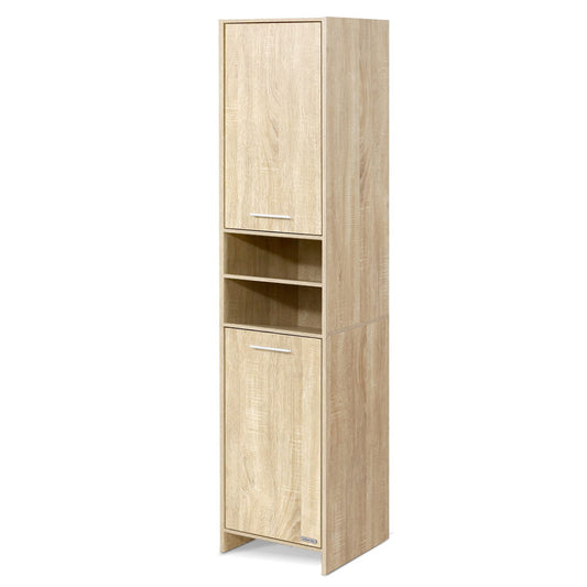 185cm Bathroom Cabinet Tallboy Furniture Toilet Storage Laundry Cupboard Oak - image1