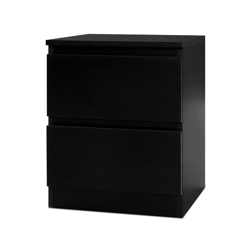 Bedside Tables Drawers Side Table Bedroom Furniture Nightstand Black Lamp - image1