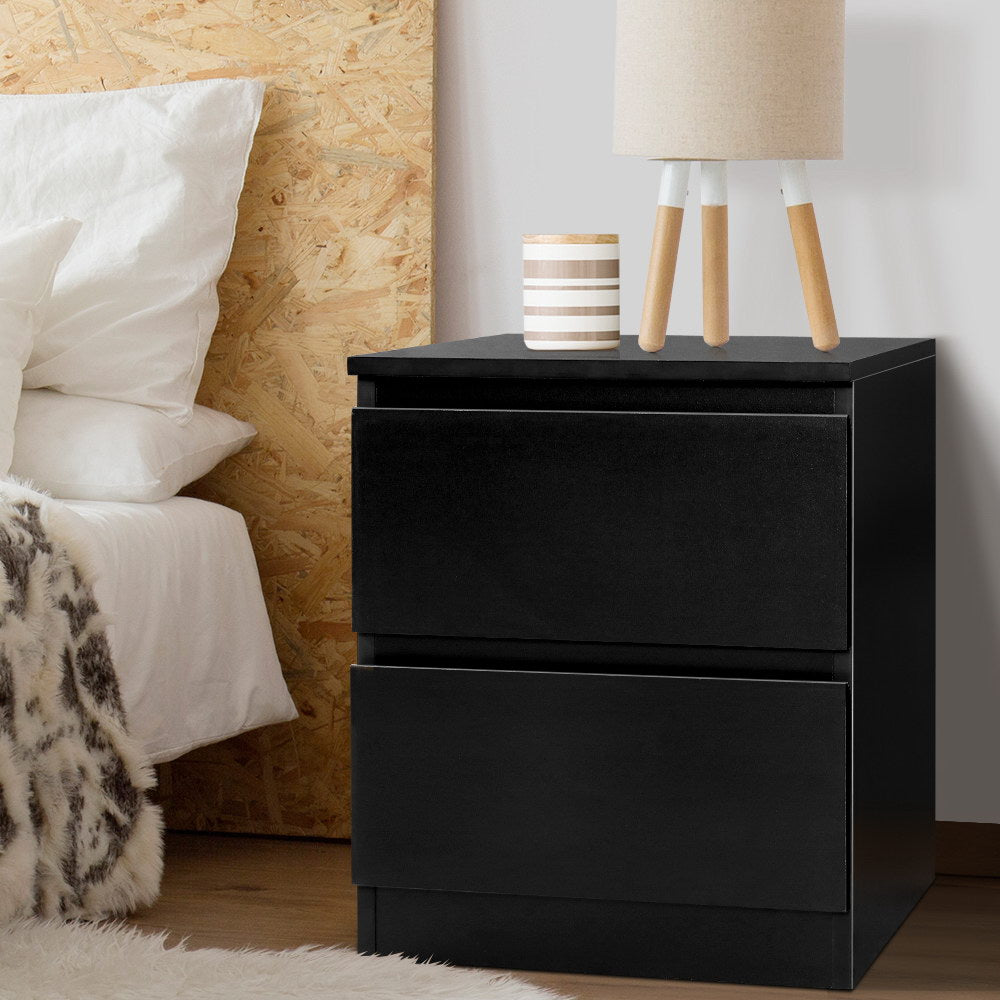 Bedside Tables Drawers Side Table Bedroom Furniture Nightstand Black Lamp - image7