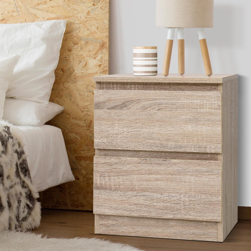 Bedside Tables Drawers Side Table Bedroom Furniture Nightstand Wood Lamp - image7