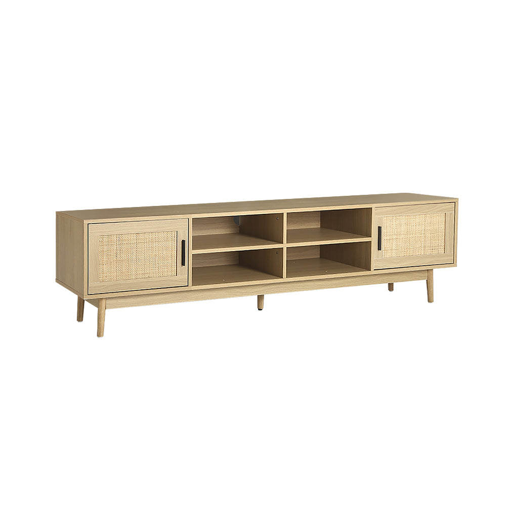 Artiss TV Cabinet Entertainment Unit Storage Cabinets Rattan Wooden 180CM - image1