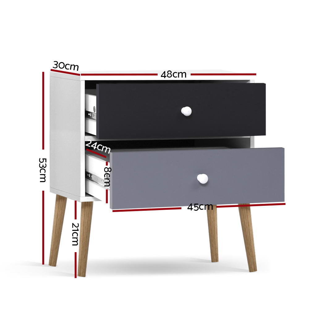 Bedside Tables Drawers Side Table Nightstand Lamp Side Storage Cabinet - image2