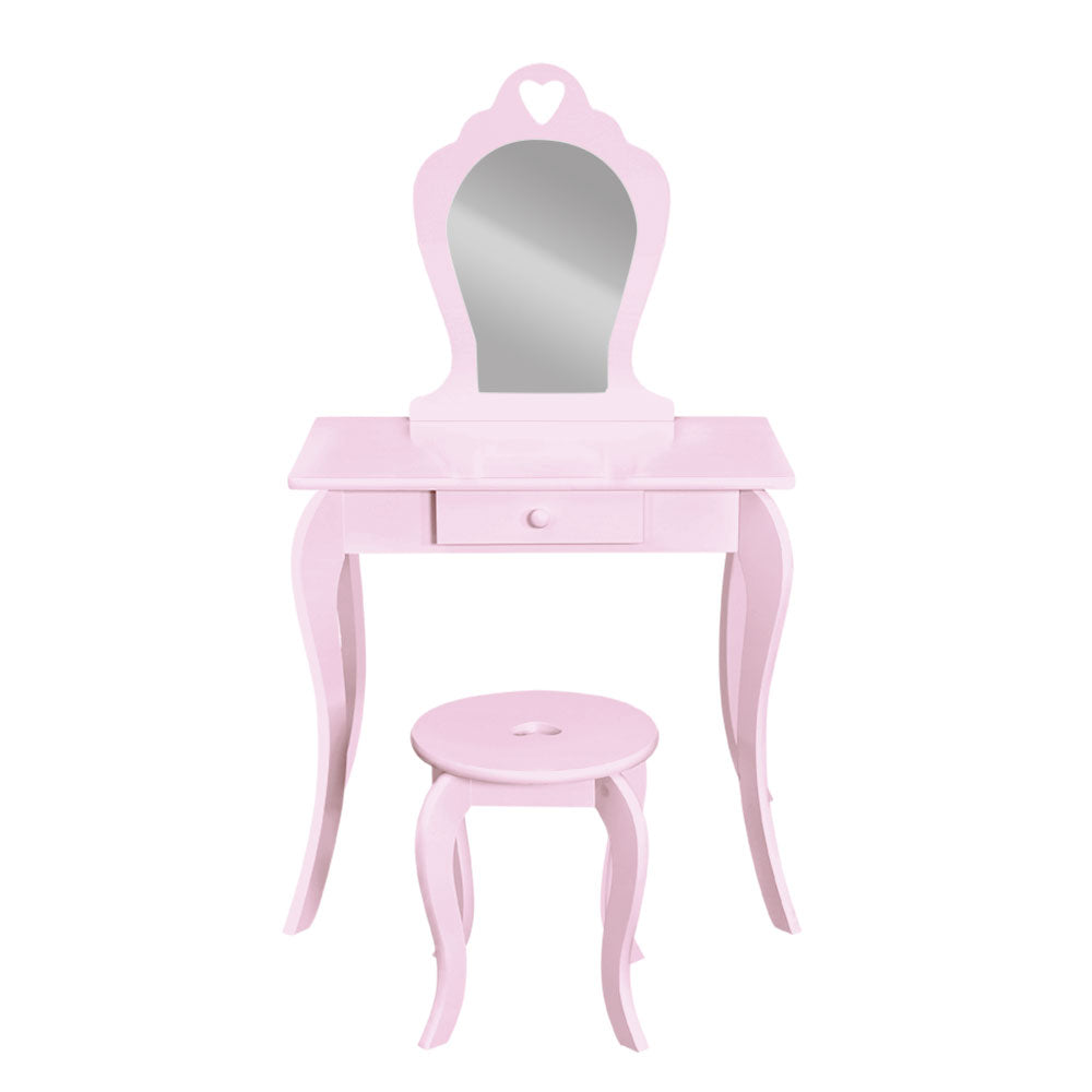 Pink Kids Vanity Dressing Table Stool Set Mirror Princess Children Makeup - image3