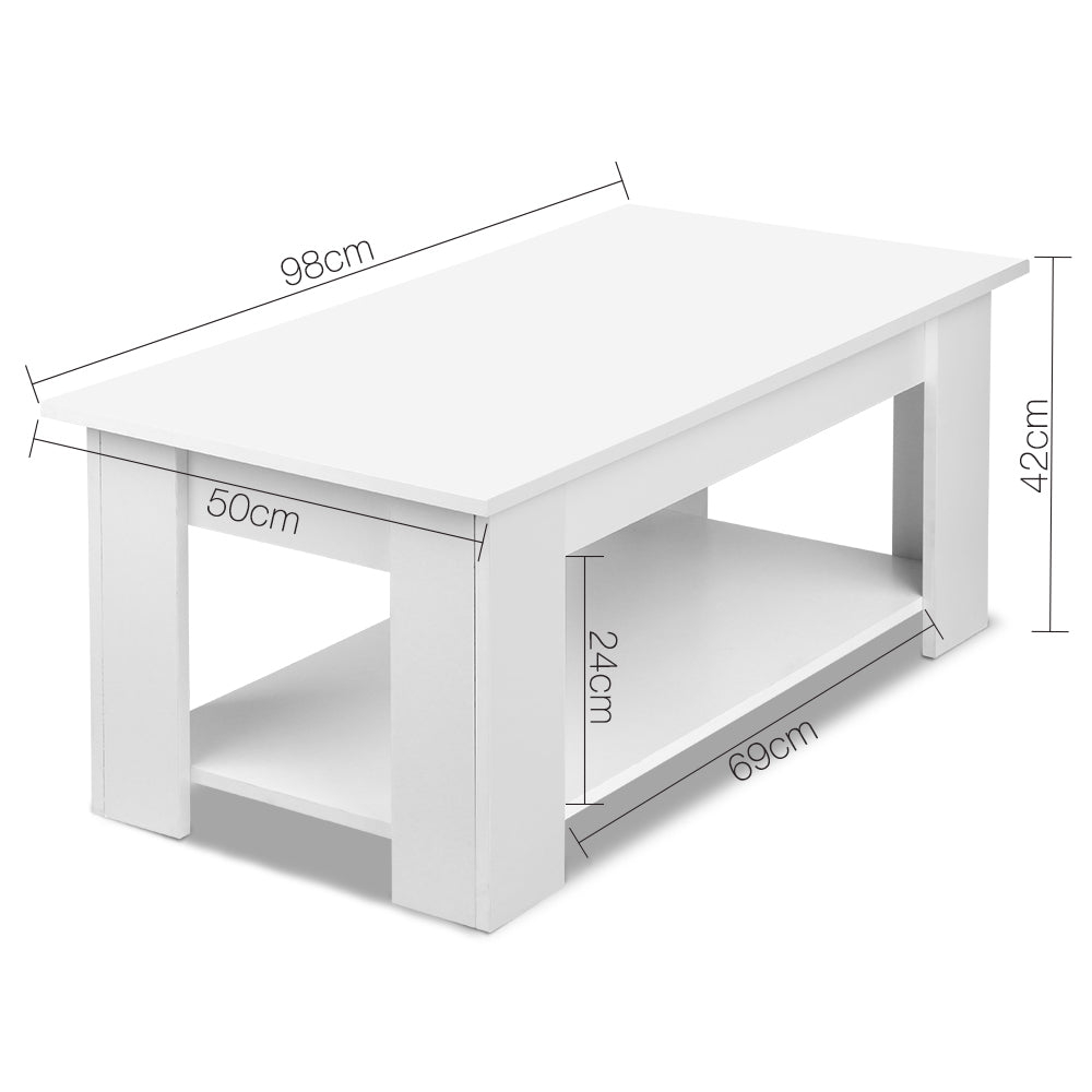 Lift Up Top Mechanical Coffee Table - White - image2