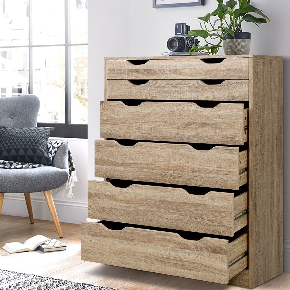 6 Chest of Drawers Tallboy Dresser Table Storage Cabinet Oak Bedroom - image7