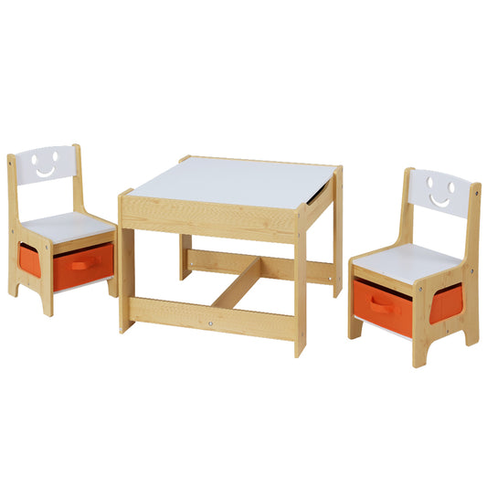 Keezi 3PCS Kids Table and Chairs Set Activity Chalkboard Toys Storage Box Desk - image1