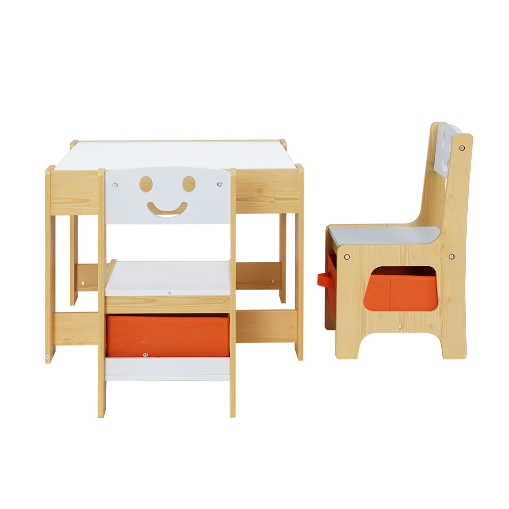 Keezi 3PCS Kids Table and Chairs Set Activity Chalkboard Toys Storage Box Desk - image3
