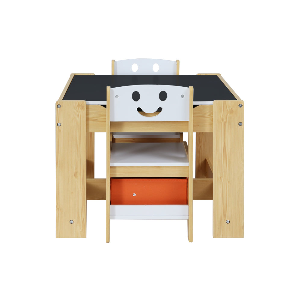 Keezi 3PCS Kids Table and Chairs Set Activity Chalkboard Toys Storage Box Desk - image4