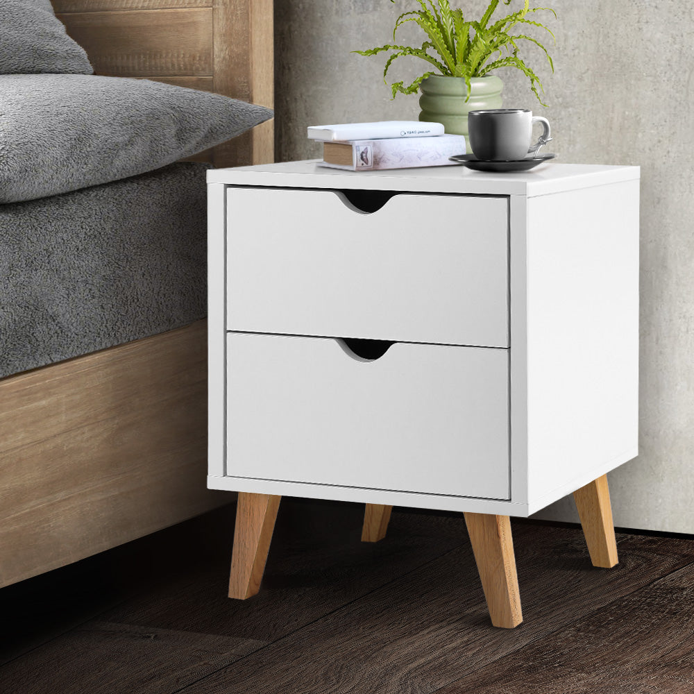 2 Drawer Wooden Bedside Tables - White - image8