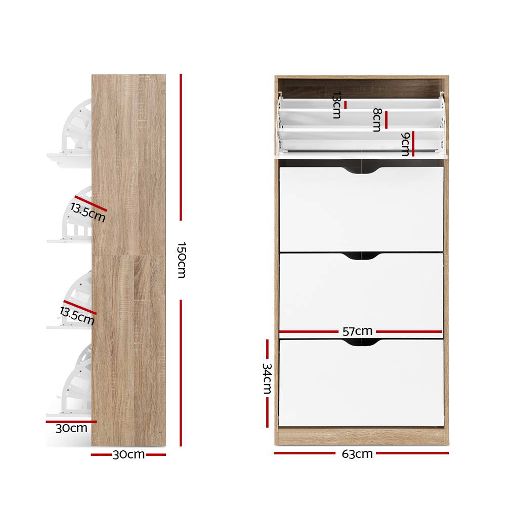 48 Pairs Shoe Cabinet Rack Organiser Storage Shelf Wooden - image2