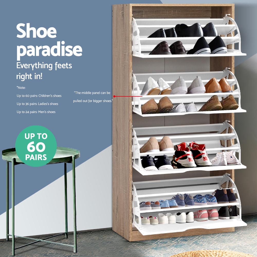 48 Pairs Shoe Cabinet Rack Organiser Storage Shelf Wooden - image5