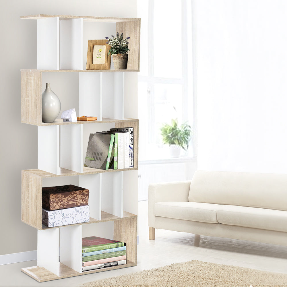 5 Tier Display Book Storage Shelf Unit - White Brown - image8