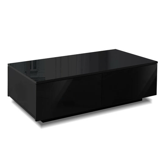 Modern Coffee Table 4 Storage Drawers High Gloss Living Room Furniture Black - image1