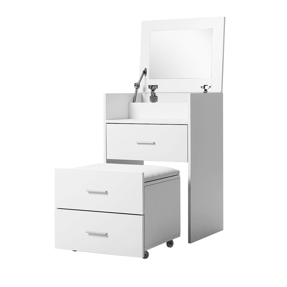 Artiss Dressing Table Bedside Tables 2-in-1 Set Hidden Makeup Mirror Storage Drawers - image1