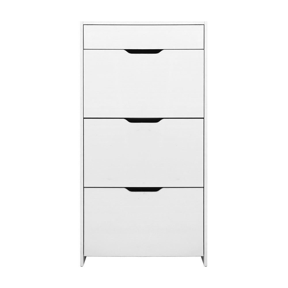 Shoe Cabinet 3 Tier Shoes Storage Drawer High Gloss White Rack Shelf - image3