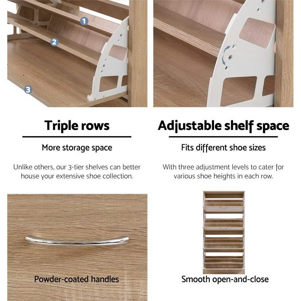 Shoe Cabinet Shoes Storage Rack Organiser 60 Pairs Wood Shelf Drawer - image5