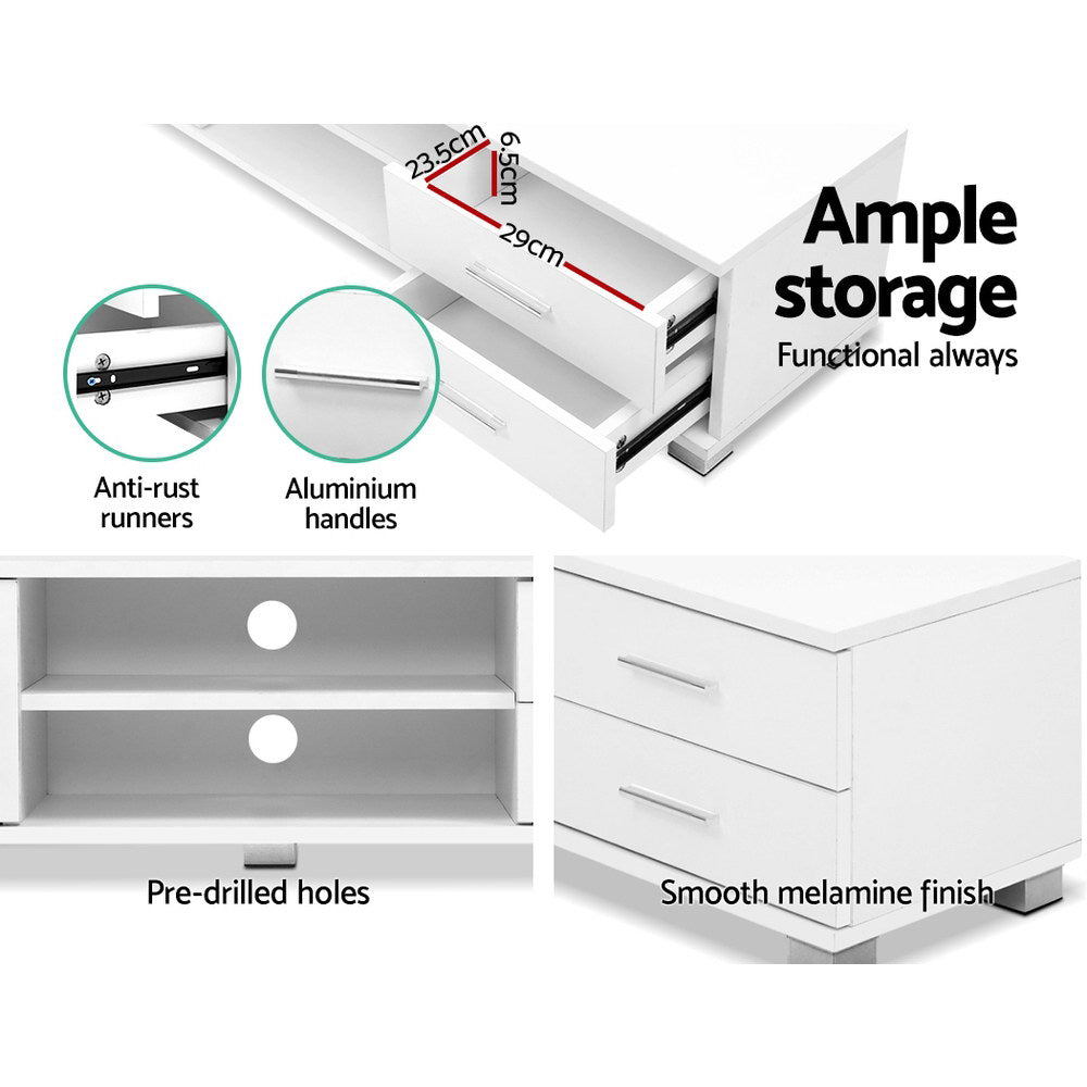 120cm TV Stand Entertainment Unit Storage Cabinet Drawers Shelf White - image7