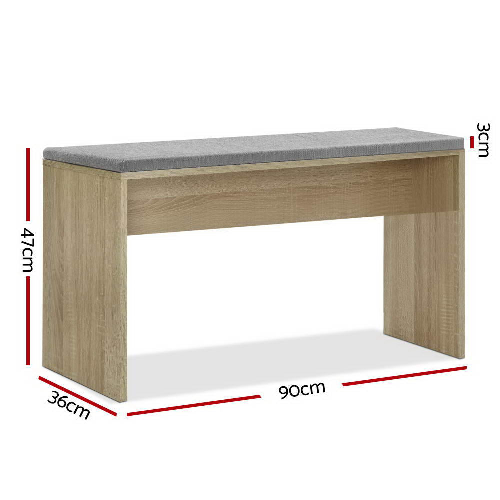 Dining Bench NATU Upholstery Seat Stool Chair Cushion Kitchen Furniture Oak 90cm - image2