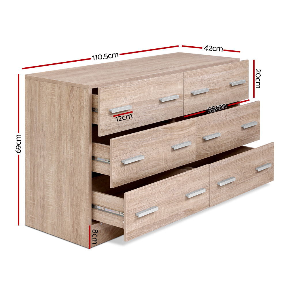 6 Chest of Drawers Cabinet Dresser Table Tallboy Lowboy Storage Wood - image2