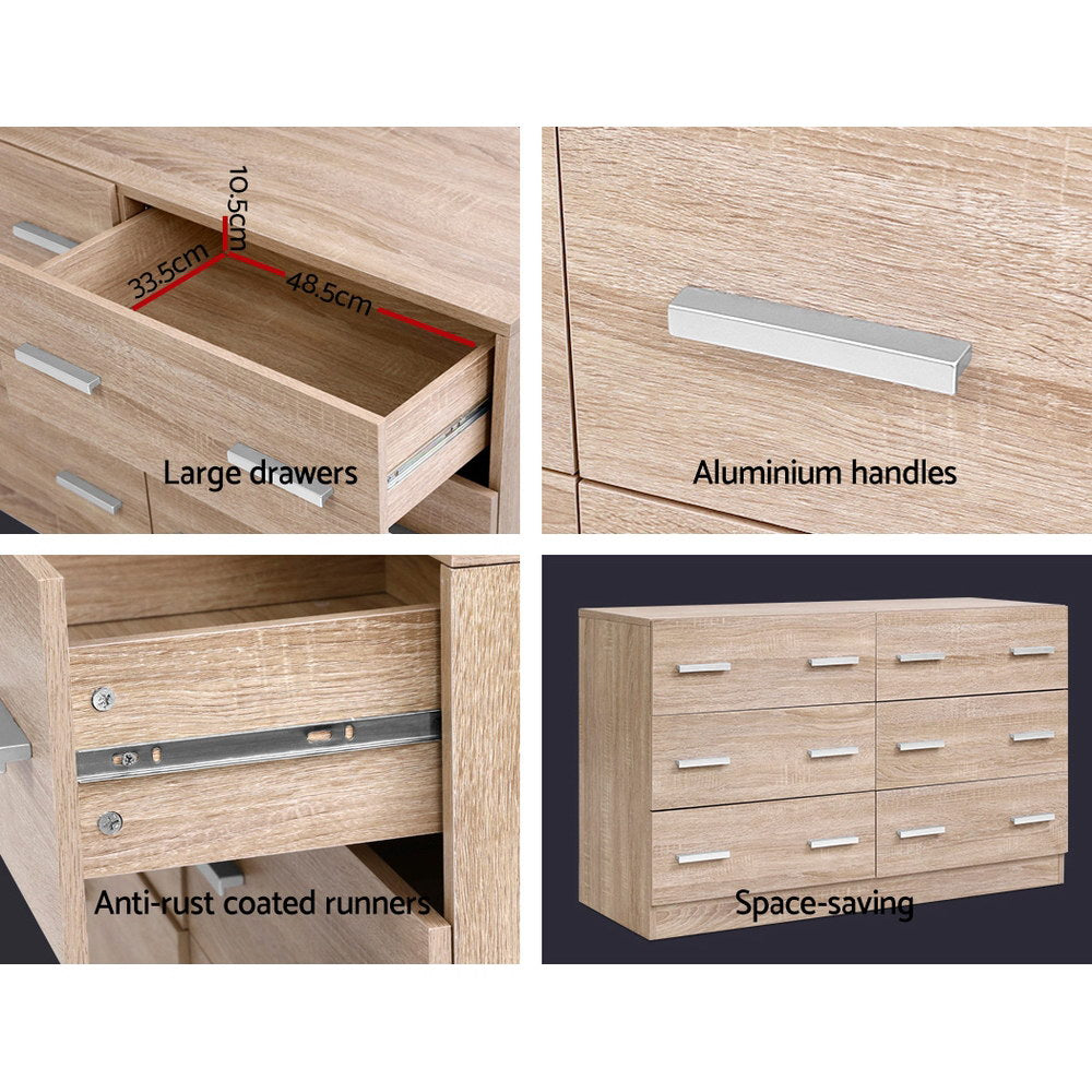 6 Chest of Drawers Cabinet Dresser Table Tallboy Lowboy Storage Wood - image5