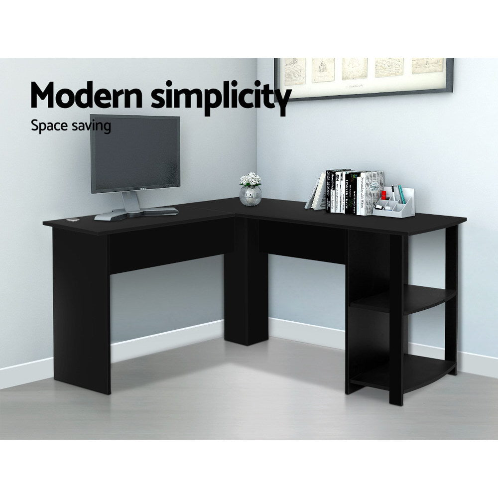 Office Computer Desk Corner Student Study Table Workstation L-Shape Black - image3