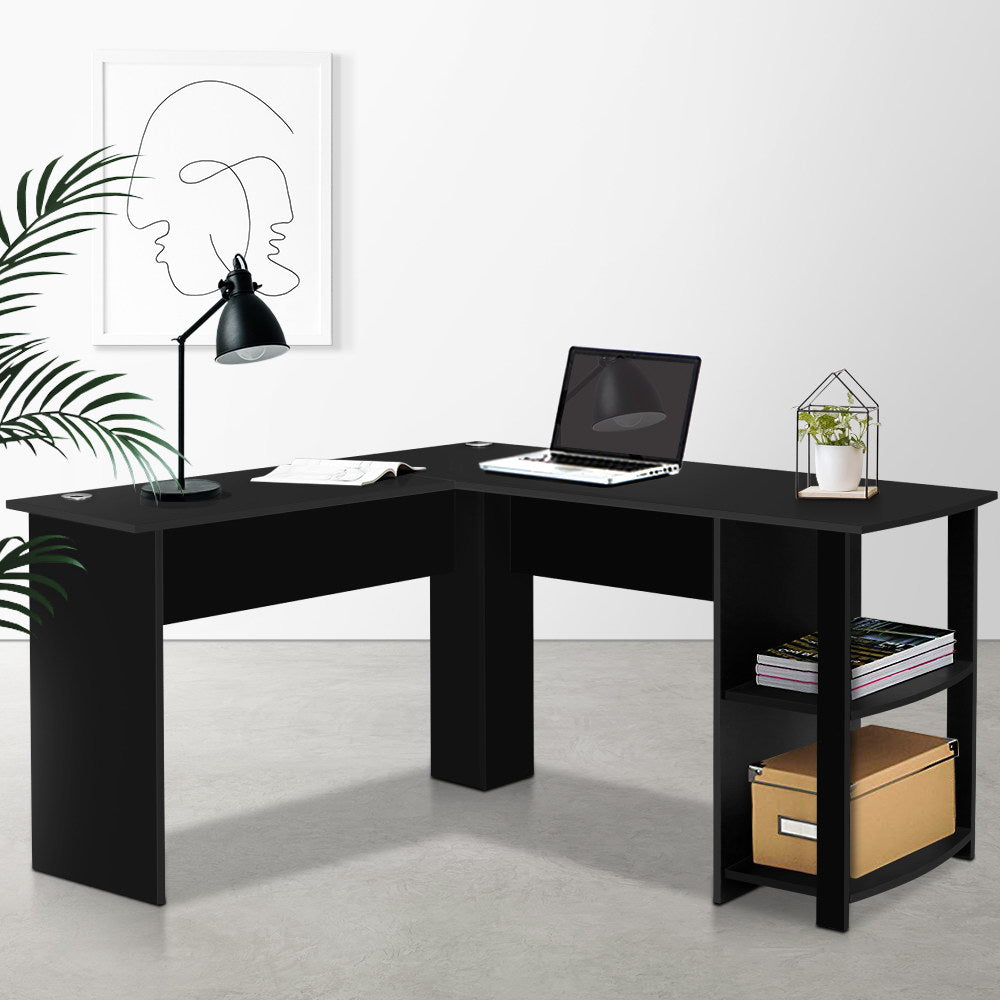 Office Computer Desk Corner Student Study Table Workstation L-Shape Black - image7