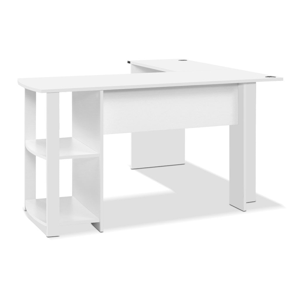 Office Computer Desk Corner Student Study Table Workstation L-Shape Shelf White - image3