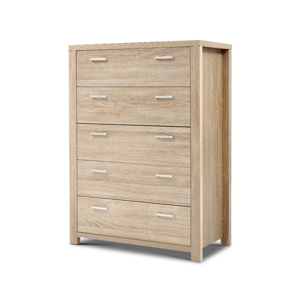 5 Chest of Drawers Tallboy Dresser Table Bedroom Storage Cabinet - image1