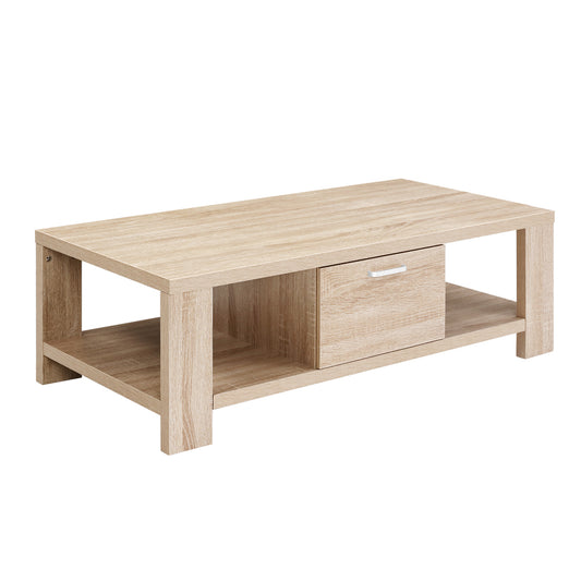Coffee Table Wooden Shelf Storage Drawer Living Furniture Thick Tabletop - image1