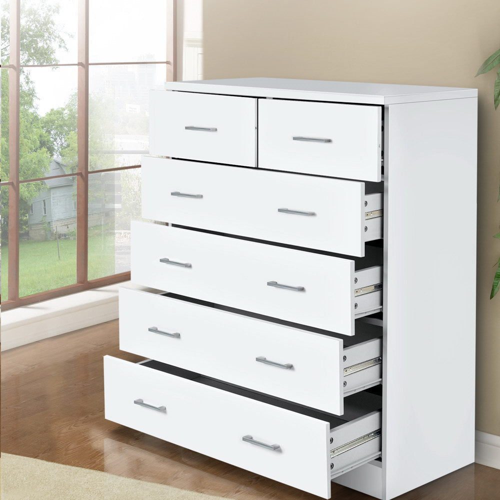 Tallboy Dresser Table 6 Chest of Drawers Cabinet Bedroom Storage White - image7