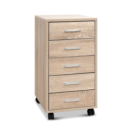 5 Drawer Filing Cabinet Storage Drawers Wood Study Office School File Cupboard - image1