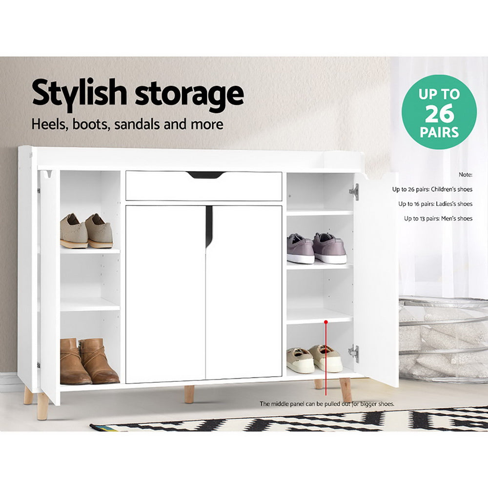 Shoe Cabinet Shoes Storage Rack 120cm Organiser White Drawer Cupboard - image5