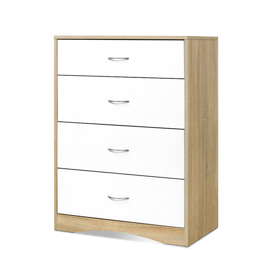 4 Chest of Drawers Tallboy Dresser Table Bedroom Storage White Wood Cabinet - image1