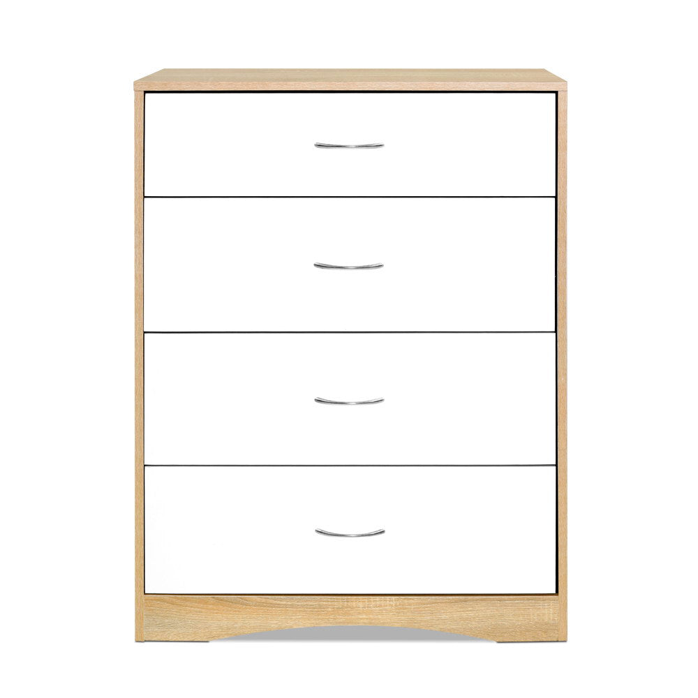 4 Chest of Drawers Tallboy Dresser Table Bedroom Storage White Wood Cabinet - image3