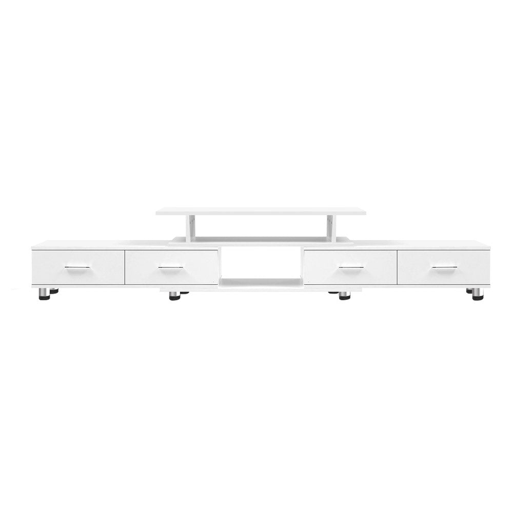 TV Cabinet Entertainment Unit Stand Wooden 160CM To 220CM Lowline Storage Drawers White - image3