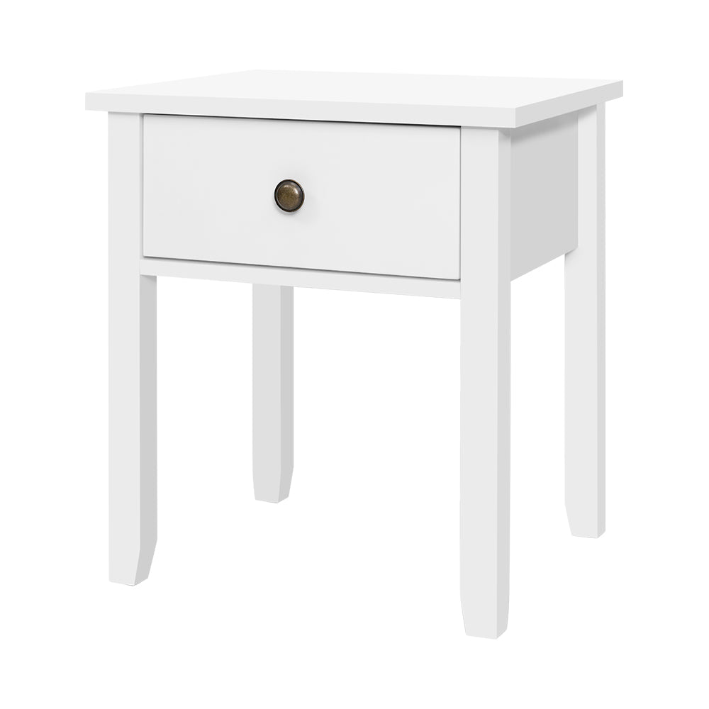 Bedside Tables Drawer Side Table Nightstand White Storage Cabinet White Lamp - image1