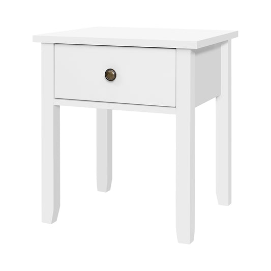 Bedside Tables Drawer Side Table Nightstand White Storage Cabinet White Lamp - image1