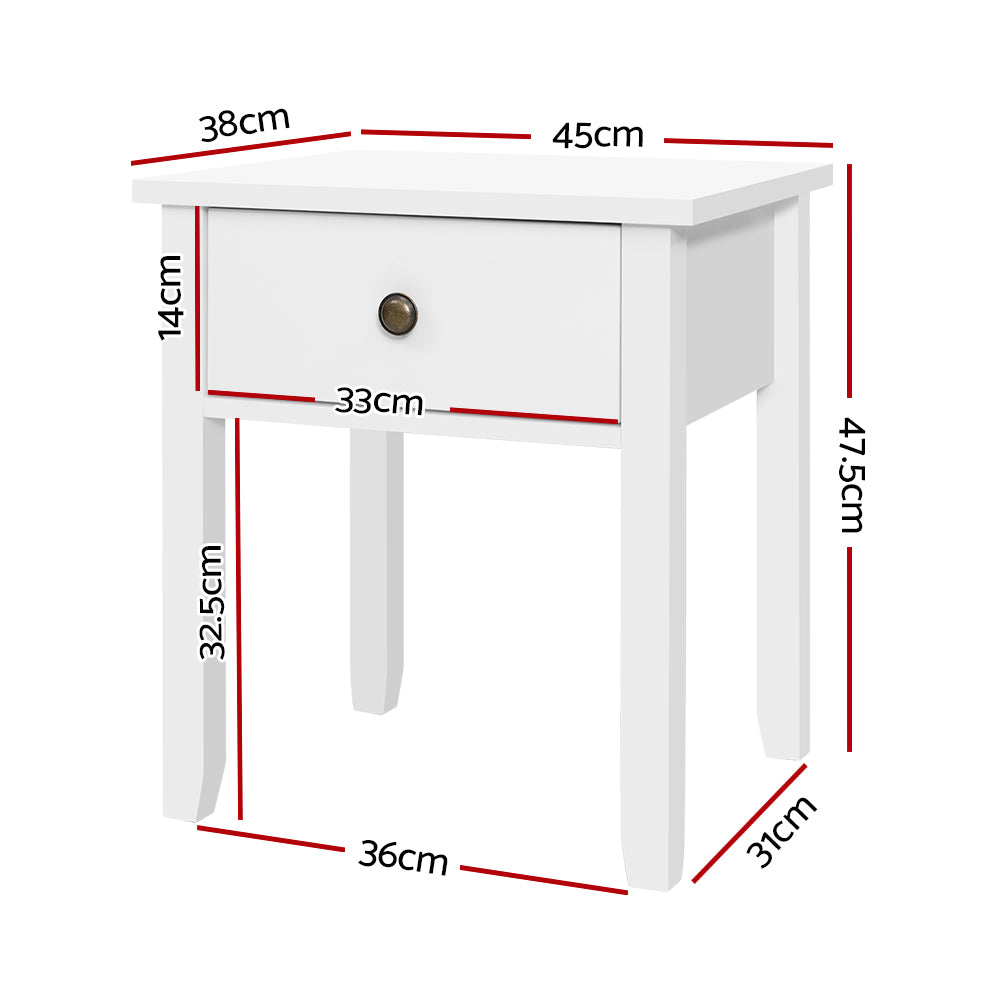 Bedside Tables Drawer Side Table Nightstand White Storage Cabinet White Lamp - image2