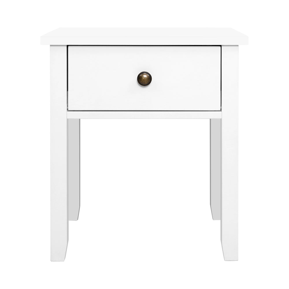 Bedside Tables Drawer Side Table Nightstand White Storage Cabinet White Lamp - image3