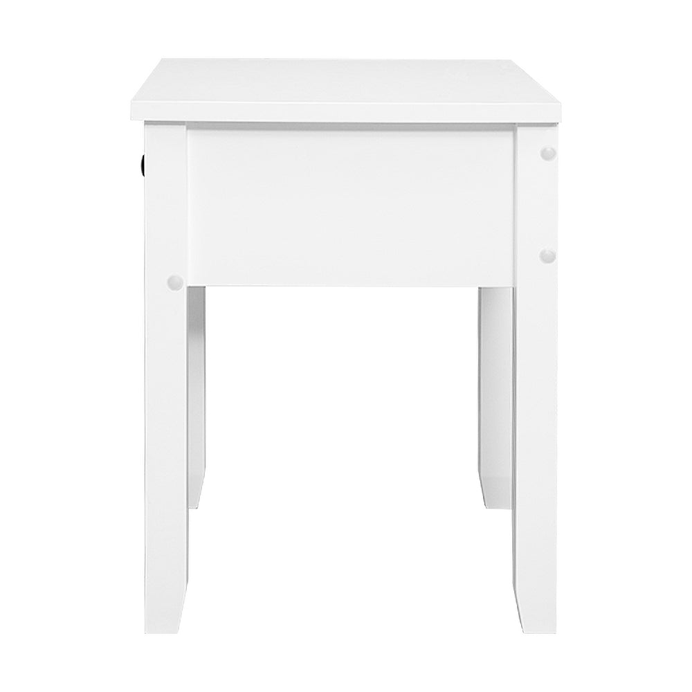 Bedside Tables Drawer Side Table Nightstand White Storage Cabinet White Lamp - image4