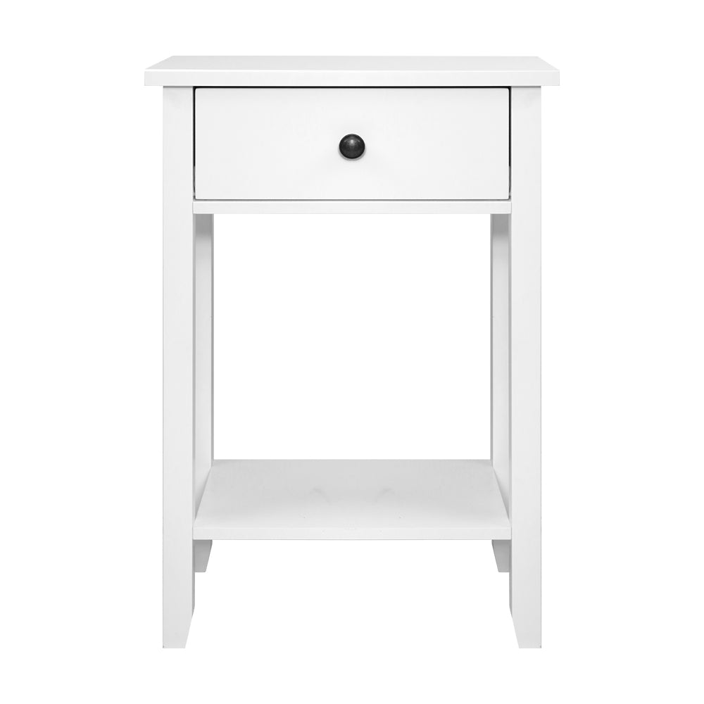 Bedside Tables Drawer Side Table Nightstand White Storage Cabinet White Shelf - image3