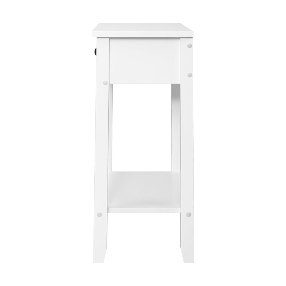 Bedside Tables Drawer Side Table Nightstand White Storage Cabinet White Shelf - image4