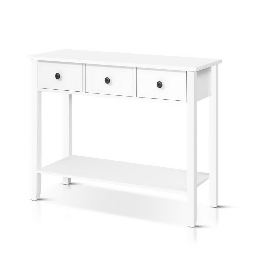 Hallway Console Table Hall Side Entry 3 Drawers Display White Desk Furniture - image1