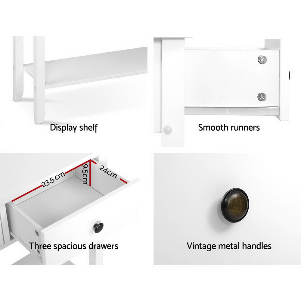 Hallway Console Table Hall Side Entry 3 Drawers Display White Desk Furniture - image5
