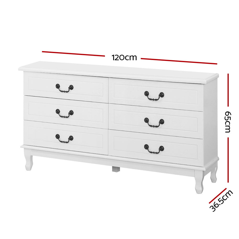 Chest of Drawers Dresser Table Lowboy Storage Cabinet White KUBI Bedroom - image2