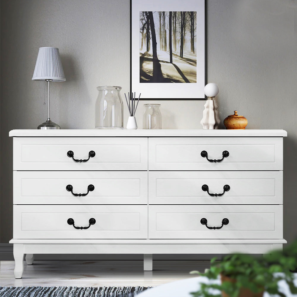 Chest of Drawers Dresser Table Lowboy Storage Cabinet White KUBI Bedroom - image8