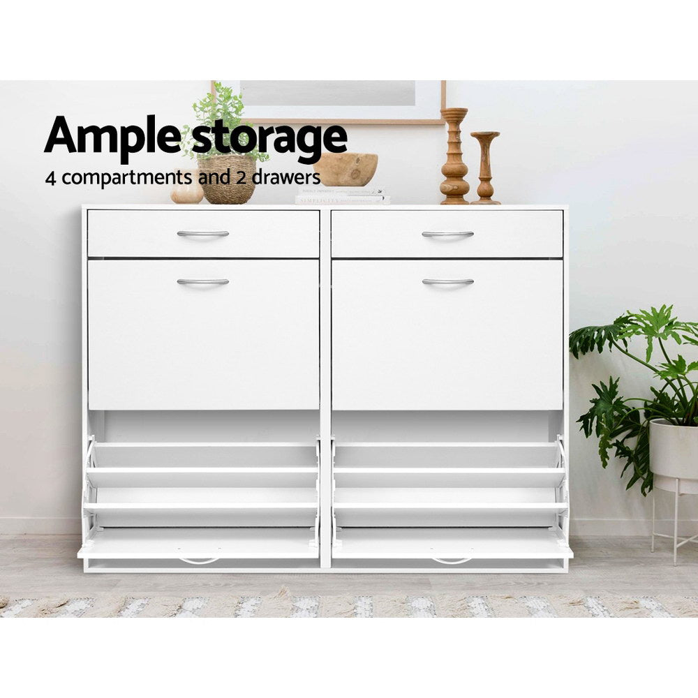36 Pairs Shoe Cabinet Rack Organisers Storage Shelf Drawer Cupboard White - image5