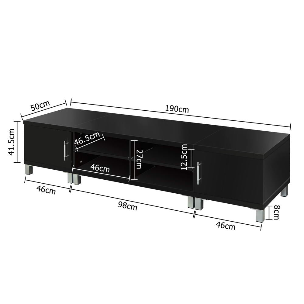 Entertainment Unit with Cabinets - Black - image2