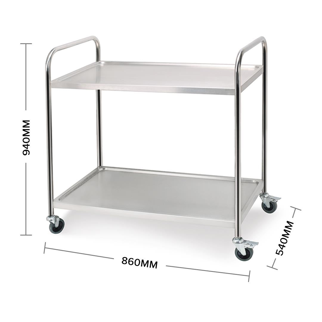 Premium 2 Tier Stainless Steel Kitchen Dinning Food Cart Trolley Utility Round 86x54x94cm Large - image2